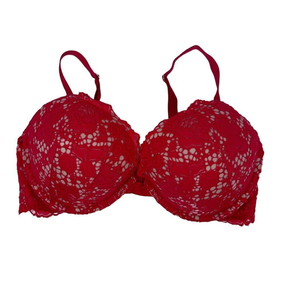 Victoria's Secret Red Very Sexy Push Up bra 34D Crochet Lace